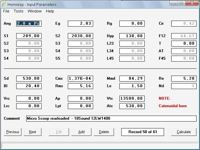 ES-15BLH Micro Scoop downscaled - 18Sound 12LW1400 - Hornresponse Input