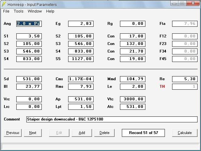 Staiper Design (TH Mini style) downscaled - B&amp;C 12PS100 - Hornresponse Input Data