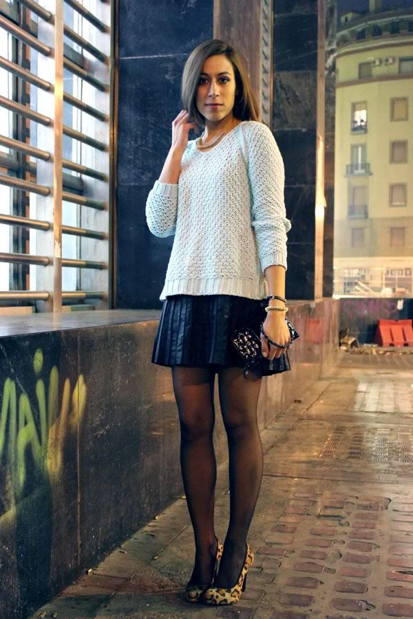 modemoiselle, fashion blogger, napoli, outfit, mint, verde menta, leather skirt, gonna a ruota, animalier, come abbinare