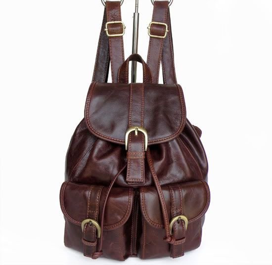 2011 Vintage Tan Leather Popular Shoulder Backpack Bag Purse
