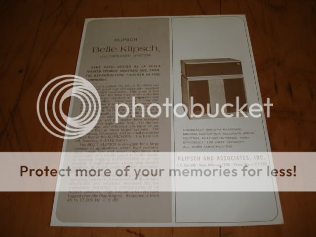 KLIPSCH BELLE VINTAGE SPEAKERS SALES BROCHURE  