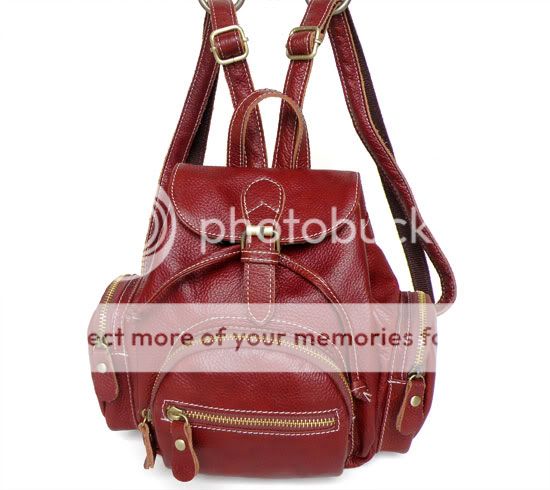 Jujube Red Leather Mini Backpack Handbag Shoulder Bag